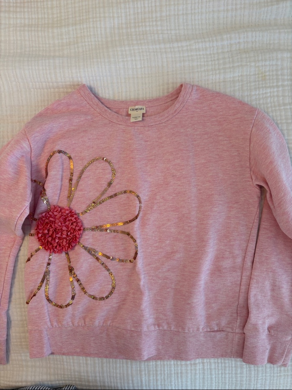 Crewcuts Pink Sweatshirt with Gold Sequin Flower